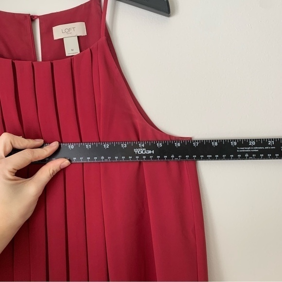 LOFT Dress Spaghetti Tank Top Straps Midi Red/Maroon Dress Size Medium - Picture 5 of 6
